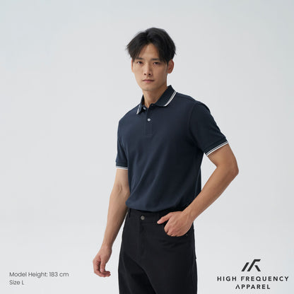 HFA Men’s Striped Collar Piqué Polo – Slim Fit