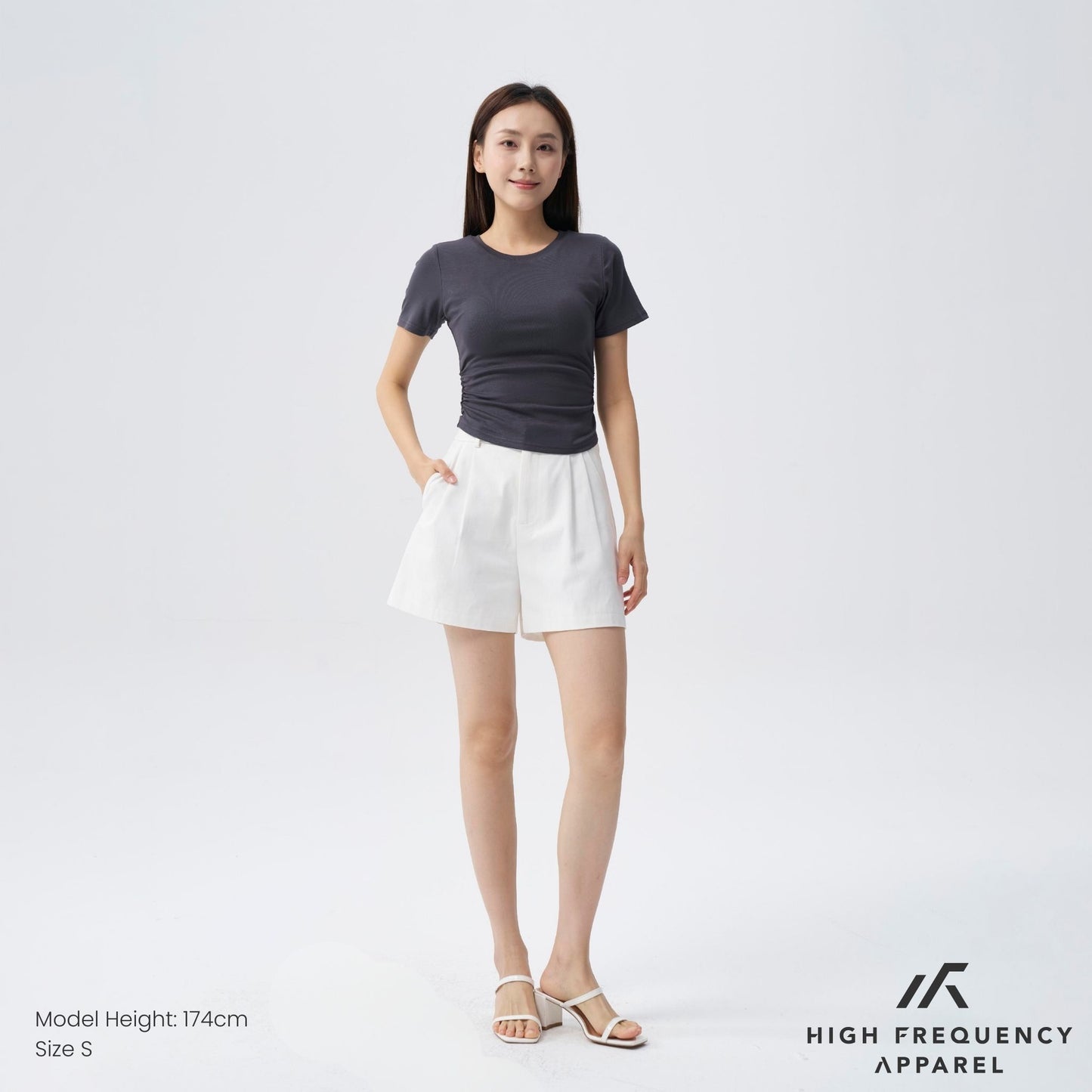 hfa women’s soft stretch crew neck ruched padded tee