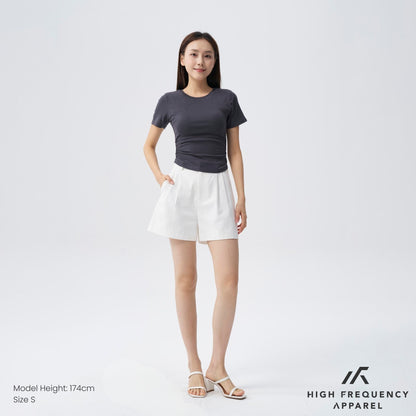 HFA Women’s Soft Stretch Crew Neck Ruched Padded Tee