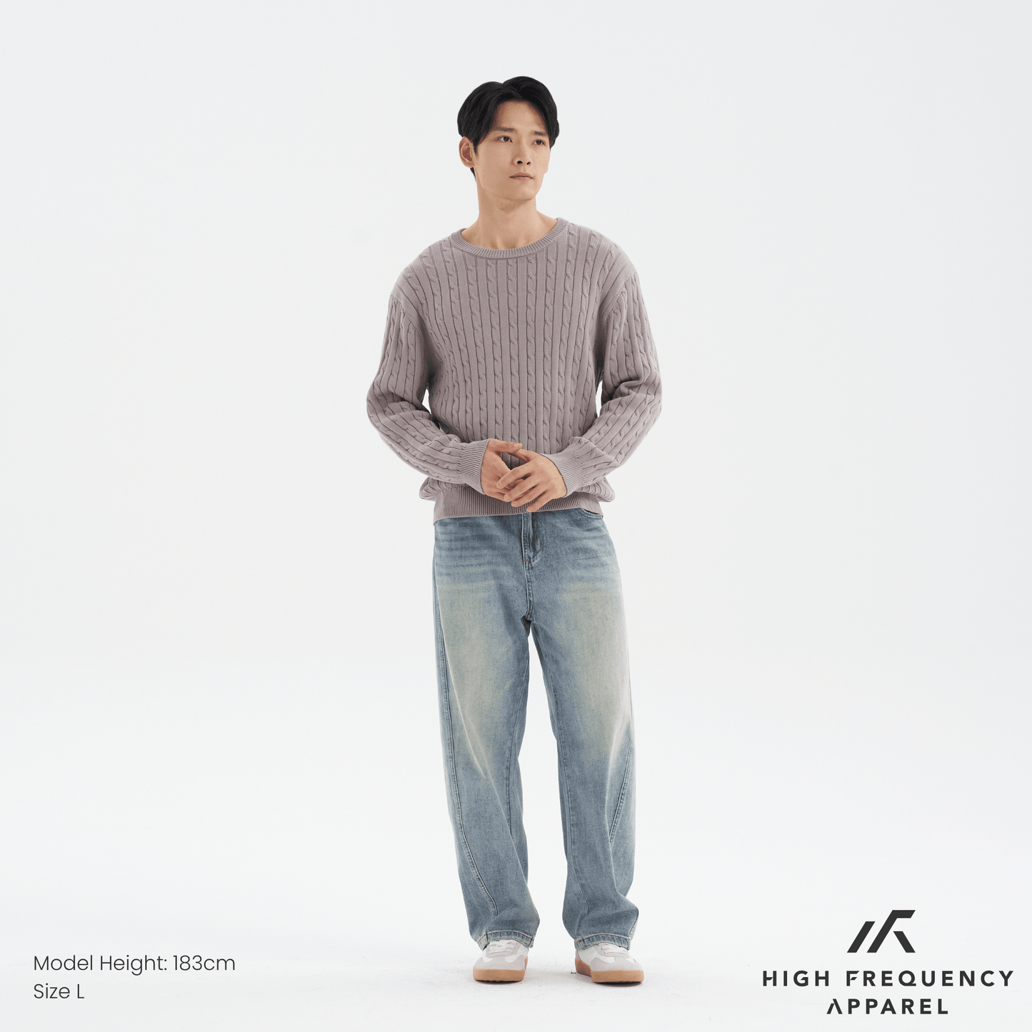 men’s cable knit long sleeve pullover