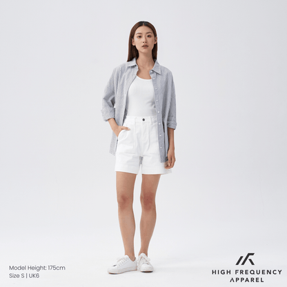 Panel Pocket Stretch Denim High Waisted Jorts