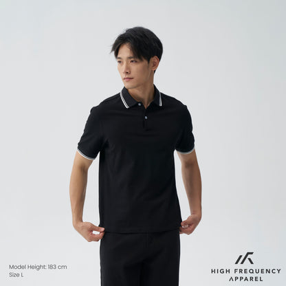 HFA Men’s Striped Collar Piqué Polo – Slim Fit