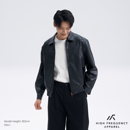Classic PU Leather Zip-Up Jacket