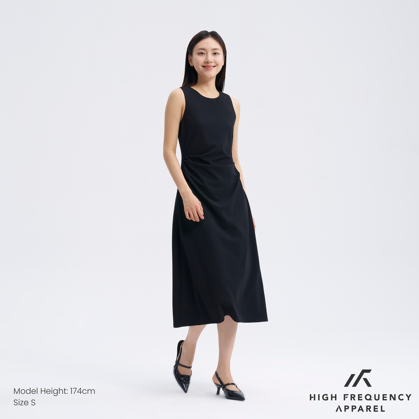 women's sleeveless maxi ruched dress