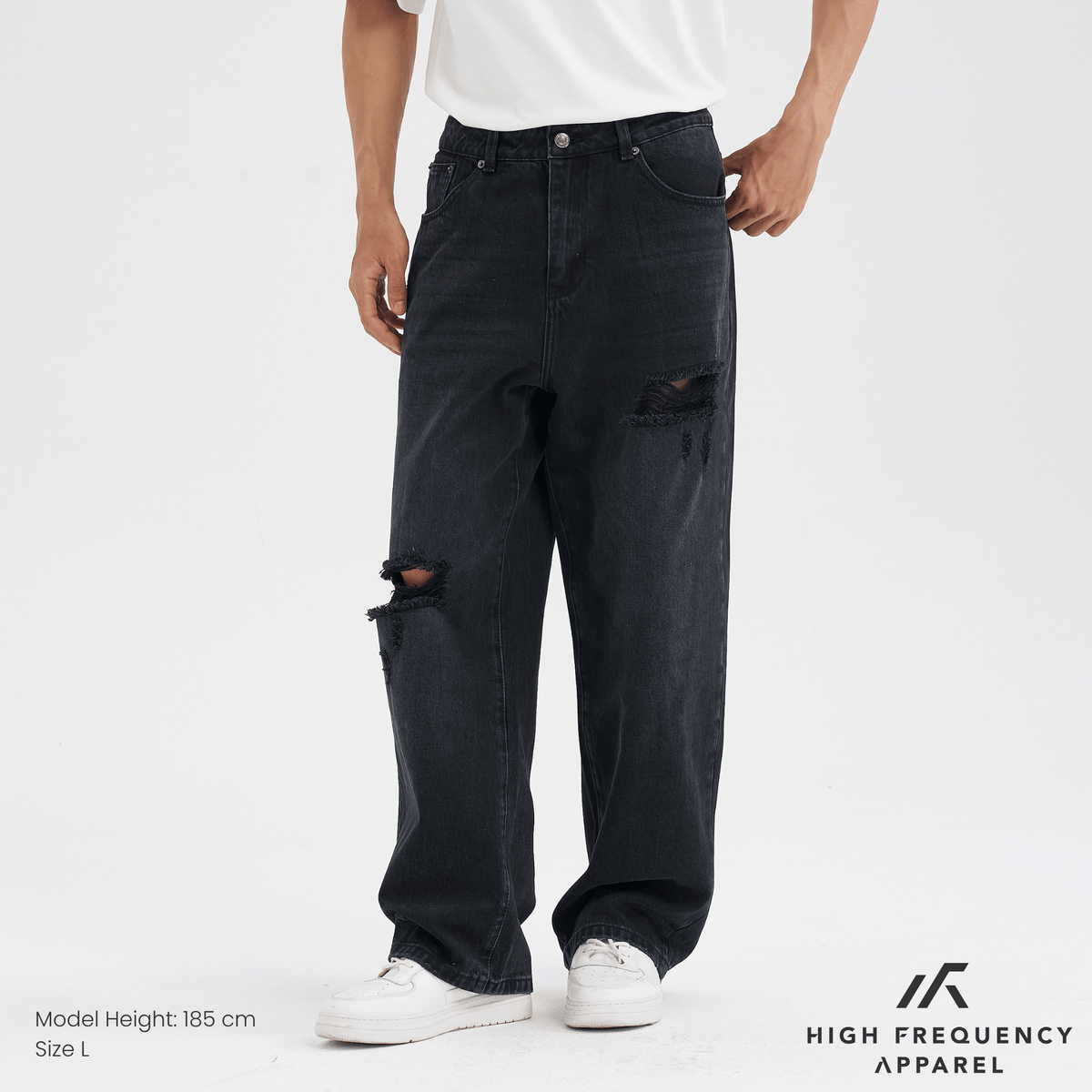 straight cut distressed jeans