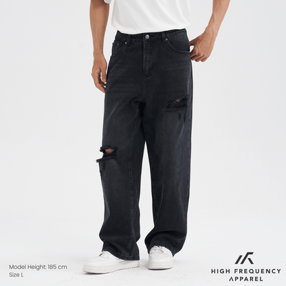 Straight Cut Distressed Jeans