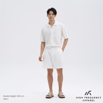 Double Pleated Waistband Shorts with Cuffed Hem