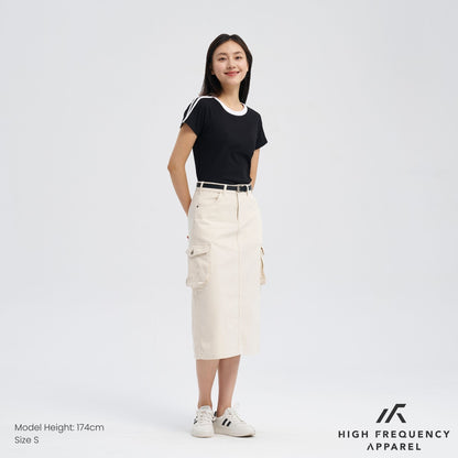 Midi Denim Cargo Skirt