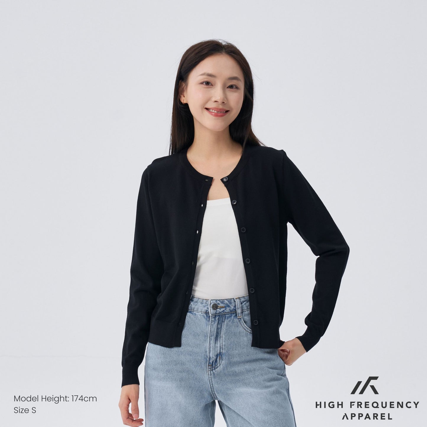 hfa women’s crew neck long sleeve cardigan