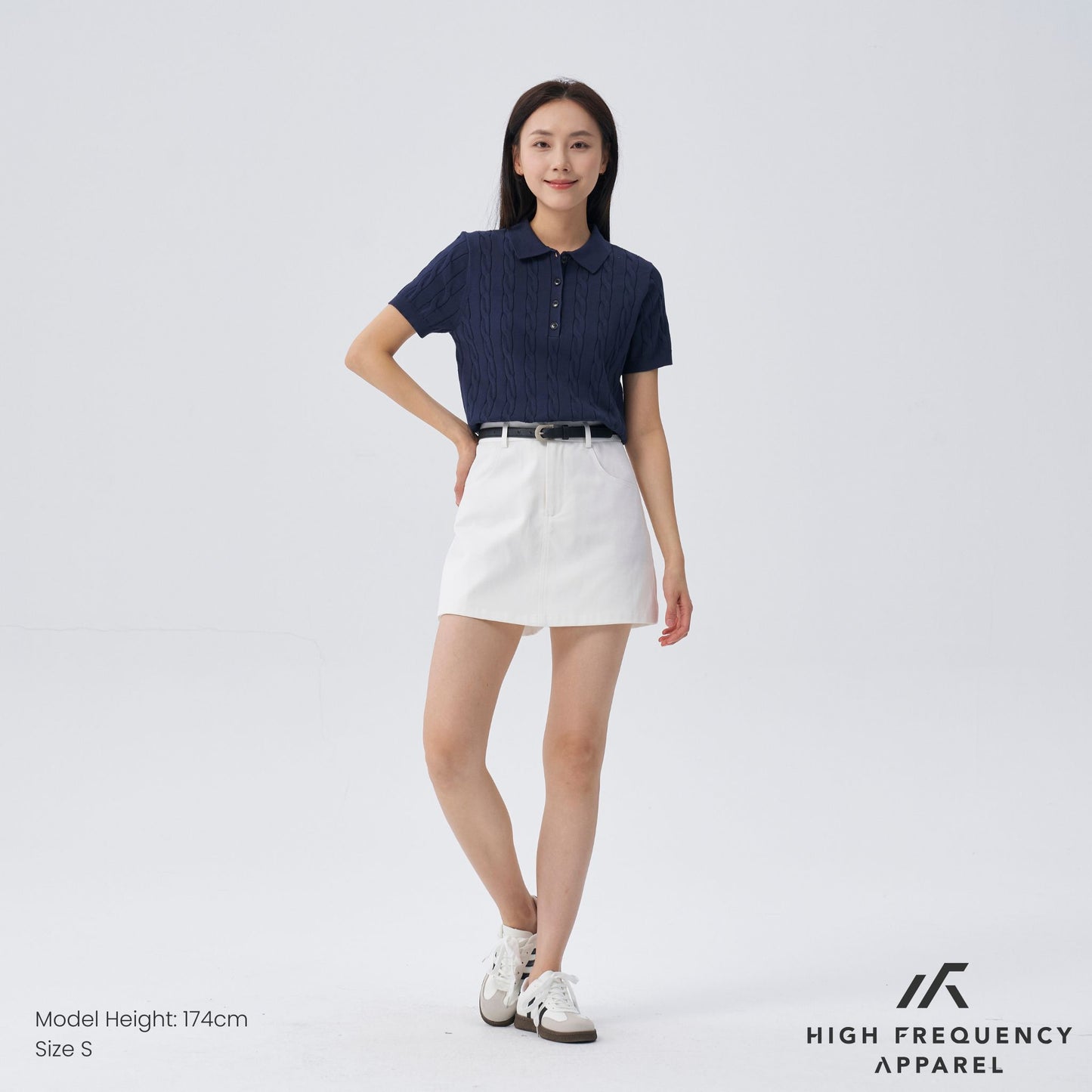hfa women’s cable knitted polo