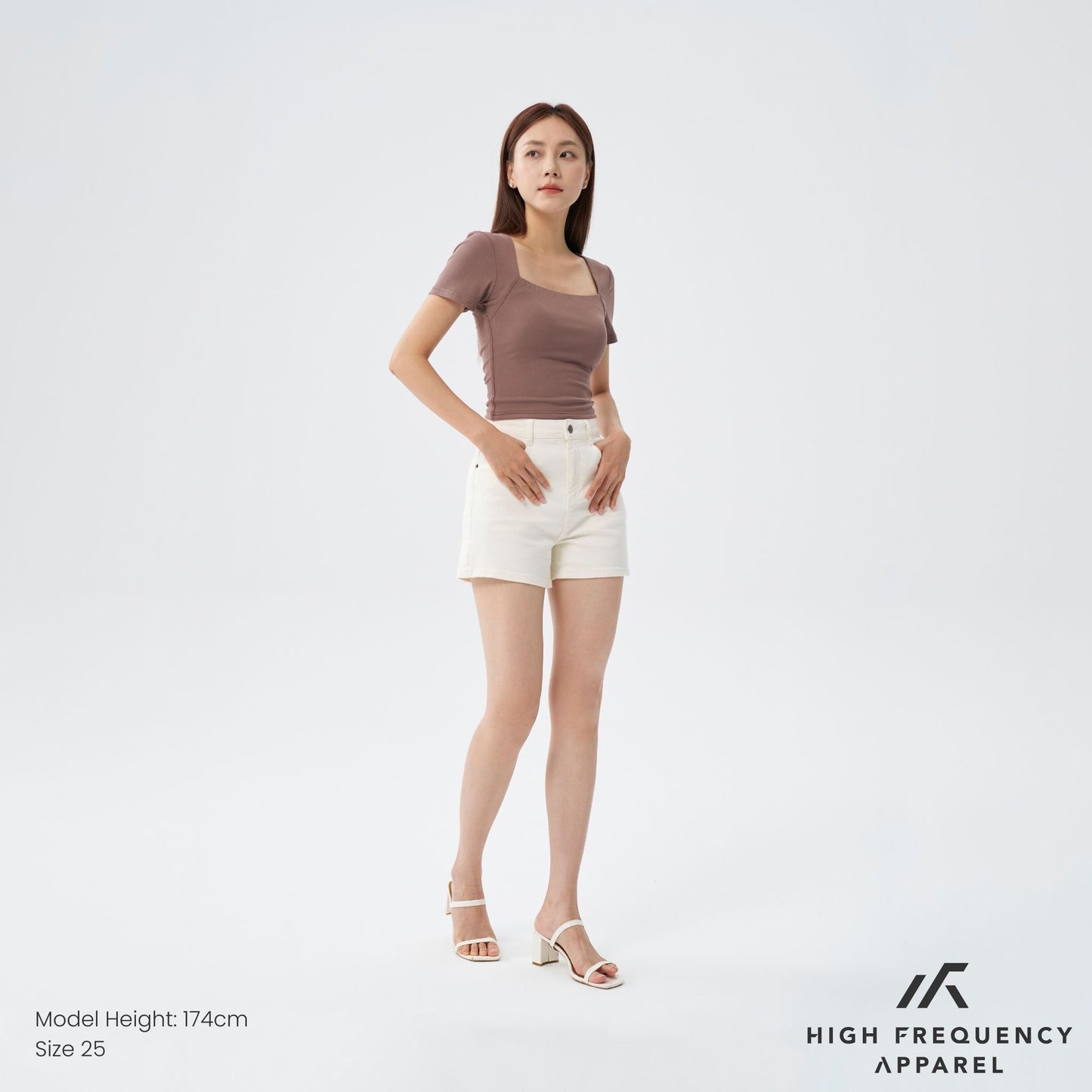 hfa women's bw mid-waisted stretch denim shorts