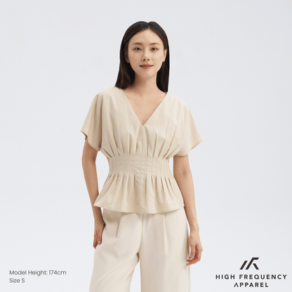 V-Neck Pintuck Sleeved Blouse