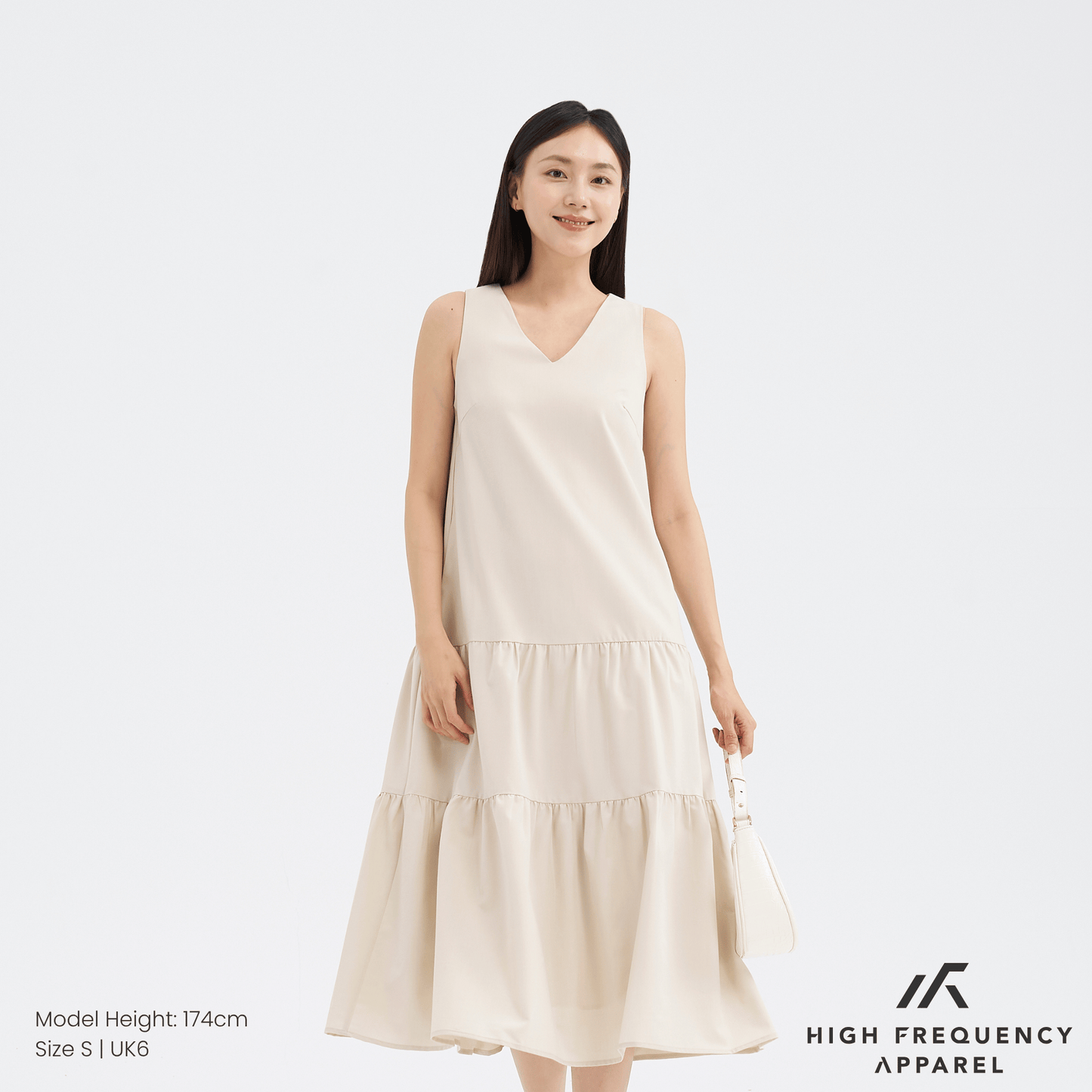 v-neck tiered midaxi dress