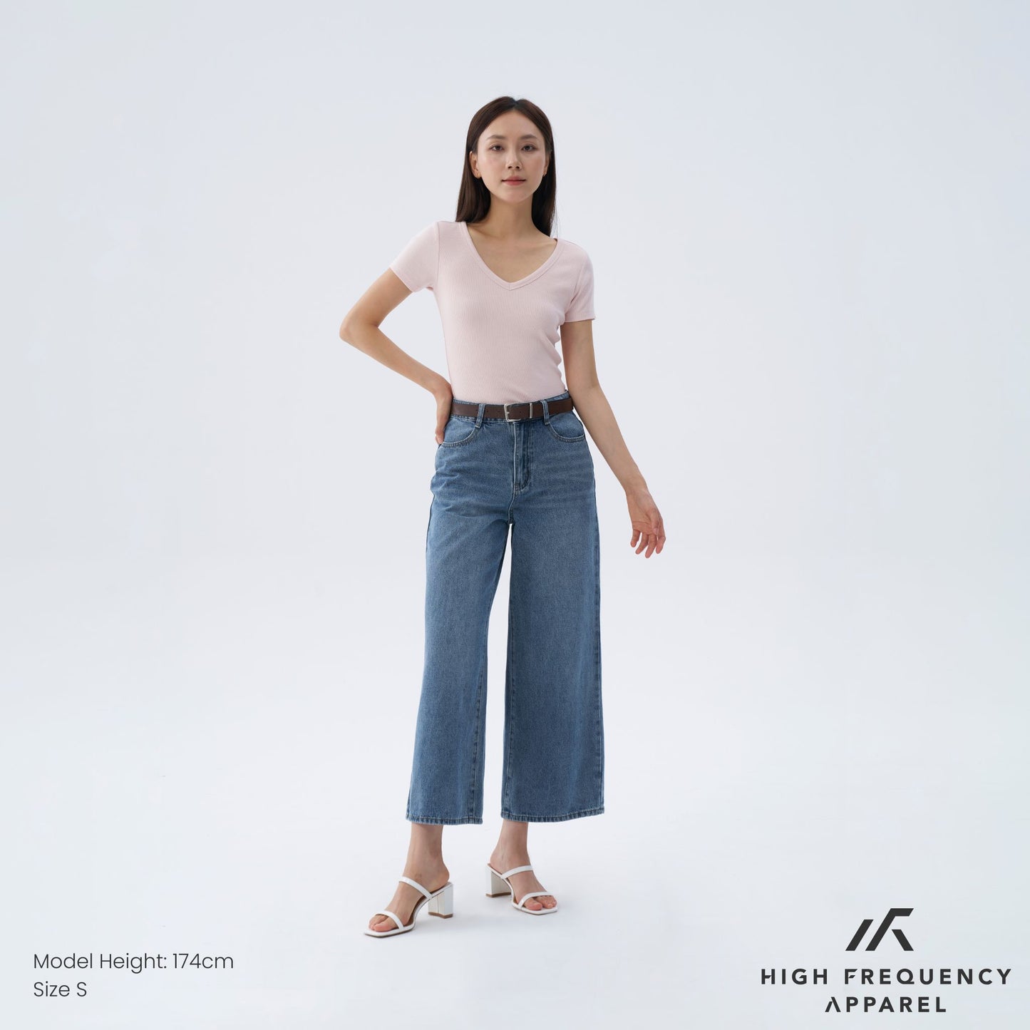 hfa women’s v-neck short sleeve ribbed tee – stretch fit essentials