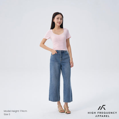 HFA Women’s Soft Stretch Diamond Neck Ruched Padded Tee