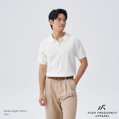 HFA Men’s Cable Knitted Button Polo