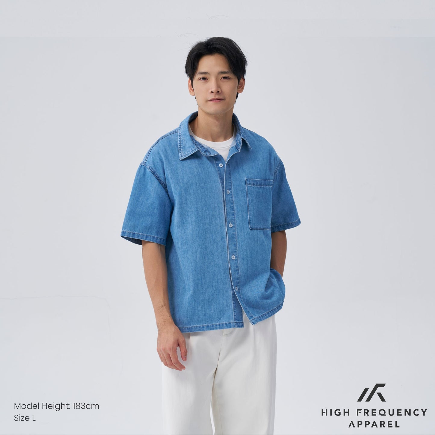 hfa men’s oversized short sleeve denim shirt