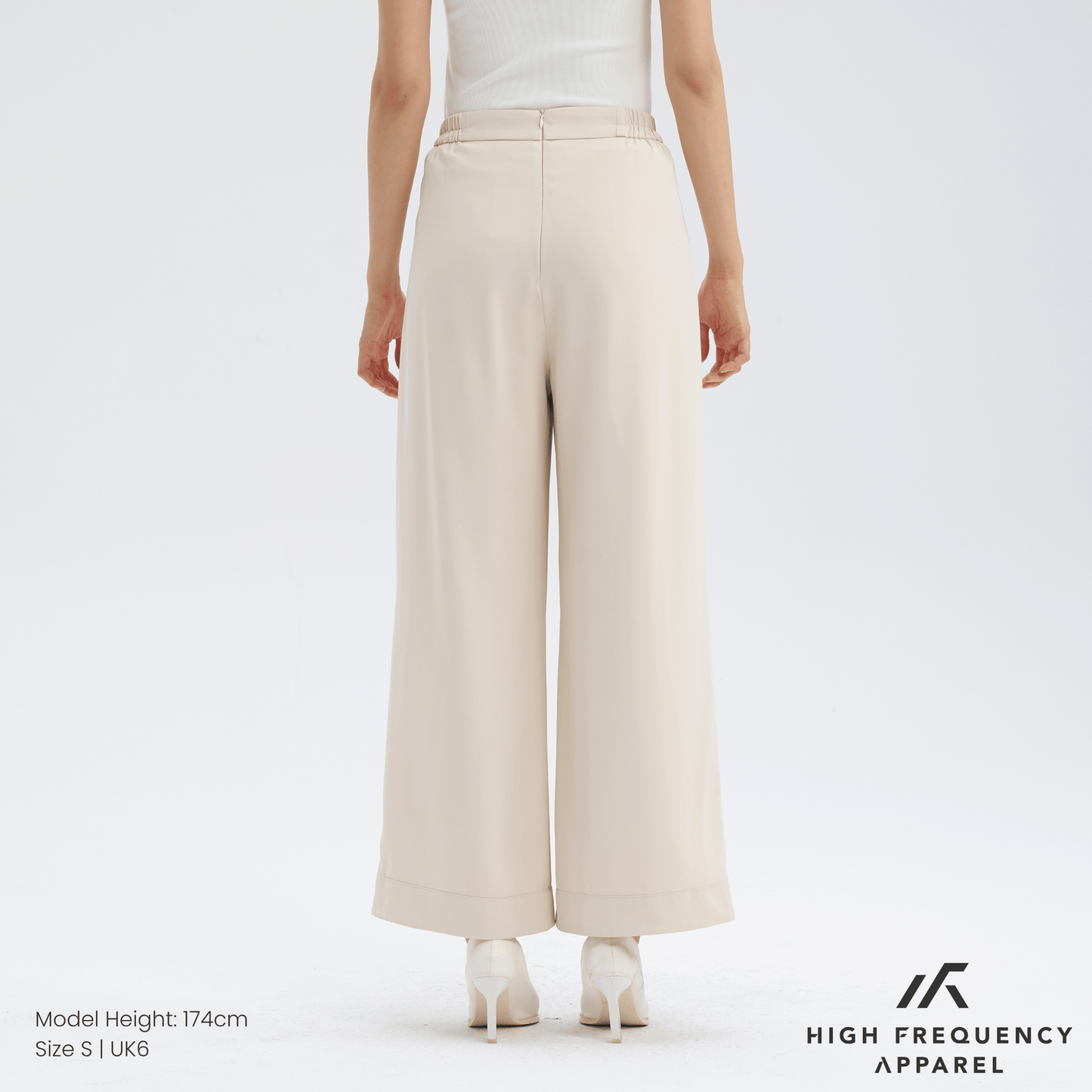 pleated straight wide elastic-waist trousers