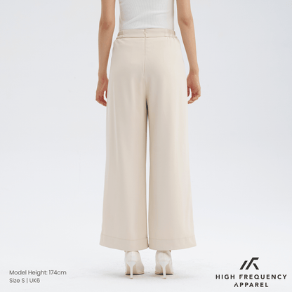 Pleated Straight Wide Elastic-Waist Trousers