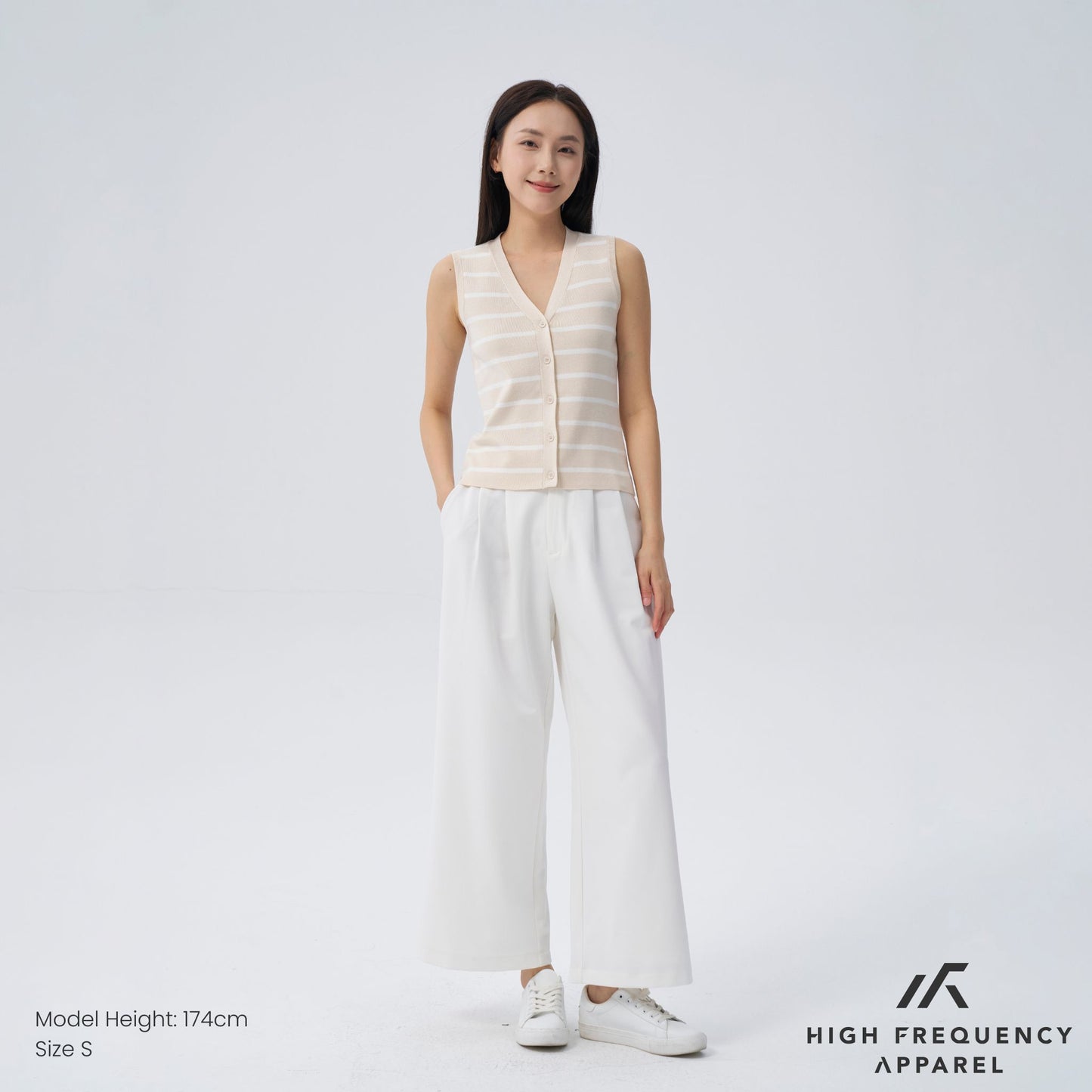 hfa women’s striped knitted button vest