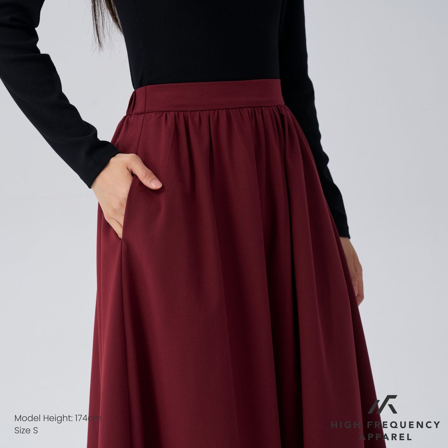 hfa women’s midaxi drape skirt with elasticated waist and back zipper