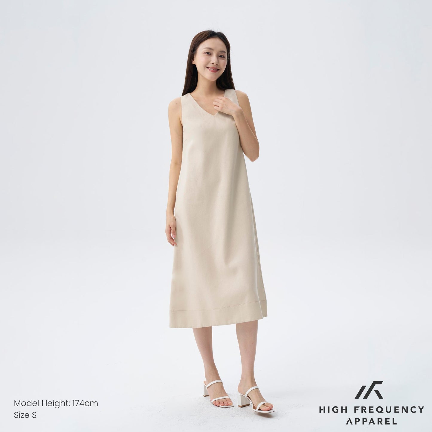 hfa women’s v-neck linen sleeveless midaxi dress with back slit