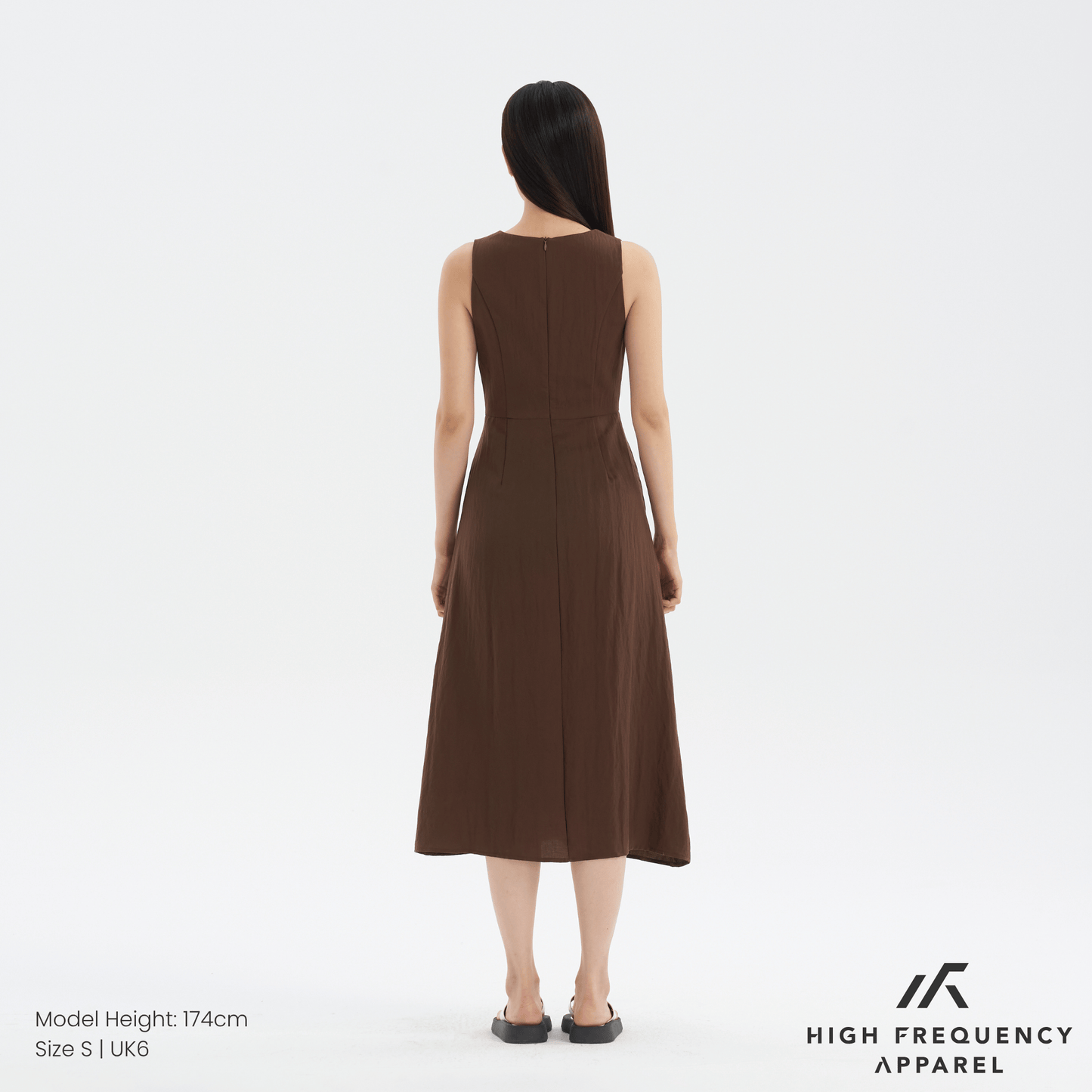 v-neck seashell button midaxi front slit dress