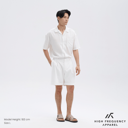 Double Pleated Waistband Shorts with Cuffed Hem