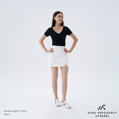 HFA Women’s V-Neck Short Sleeve Ribbed Tee – Stretch Fit Essentials