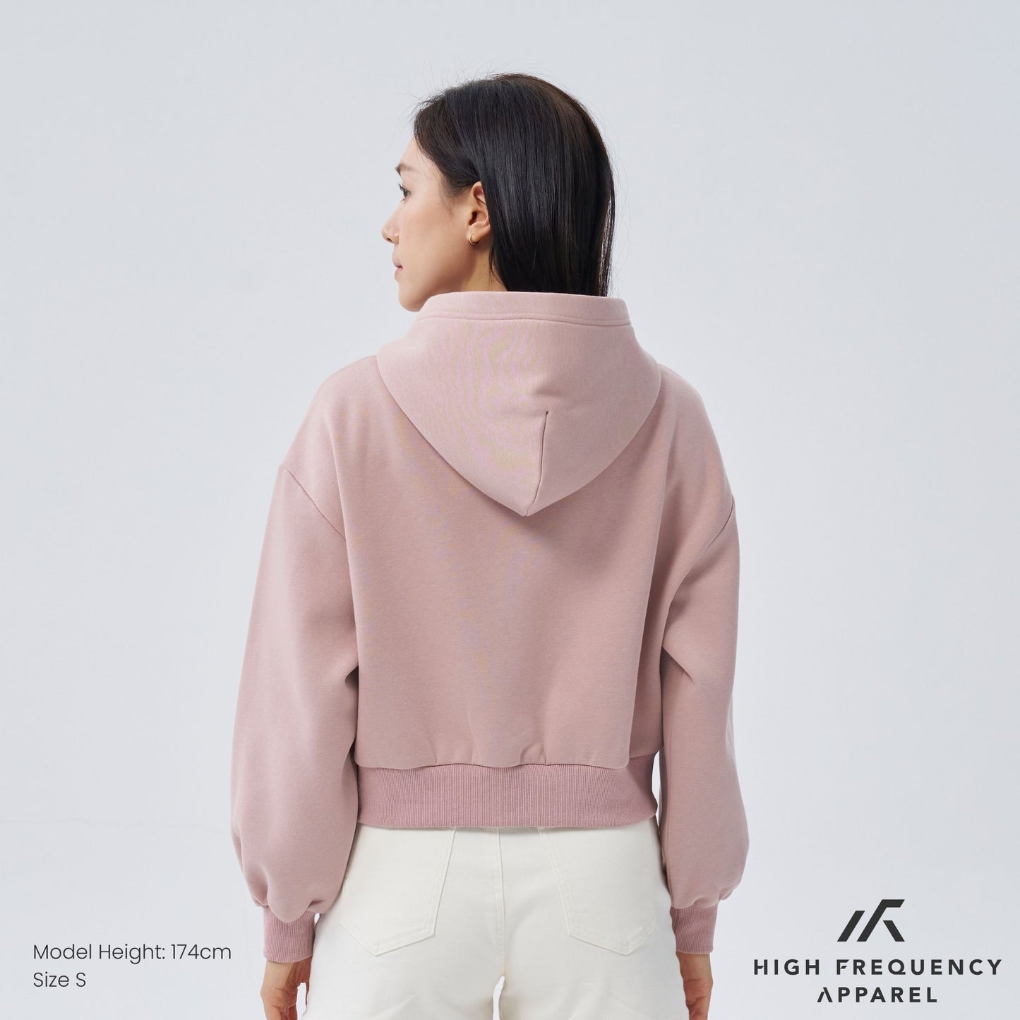 cropped two-way zippered hoodie