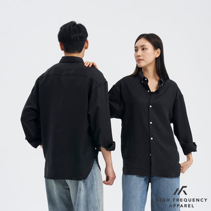 Long Sleeve Relaxed Drape Shirt With Seashell Buttons