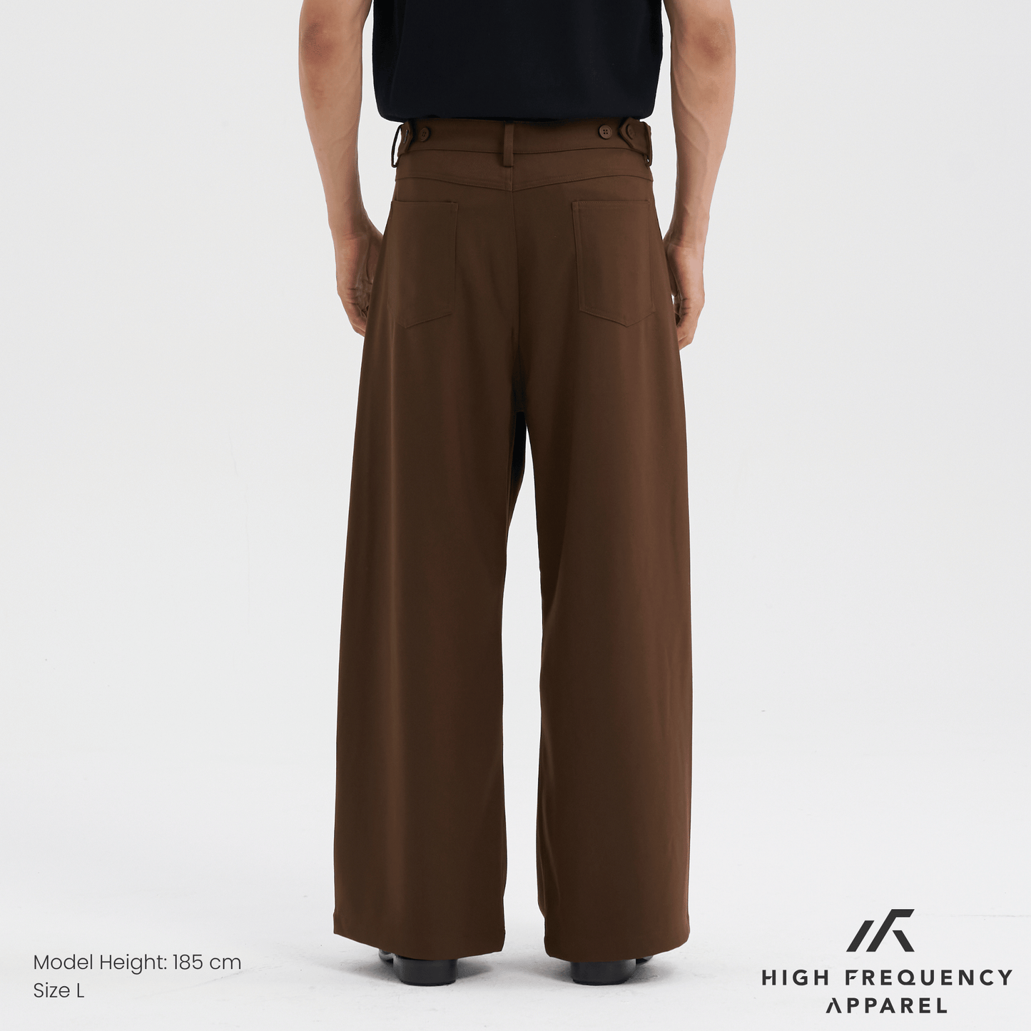 high waisted triple pleated dress trousers with side adjusters