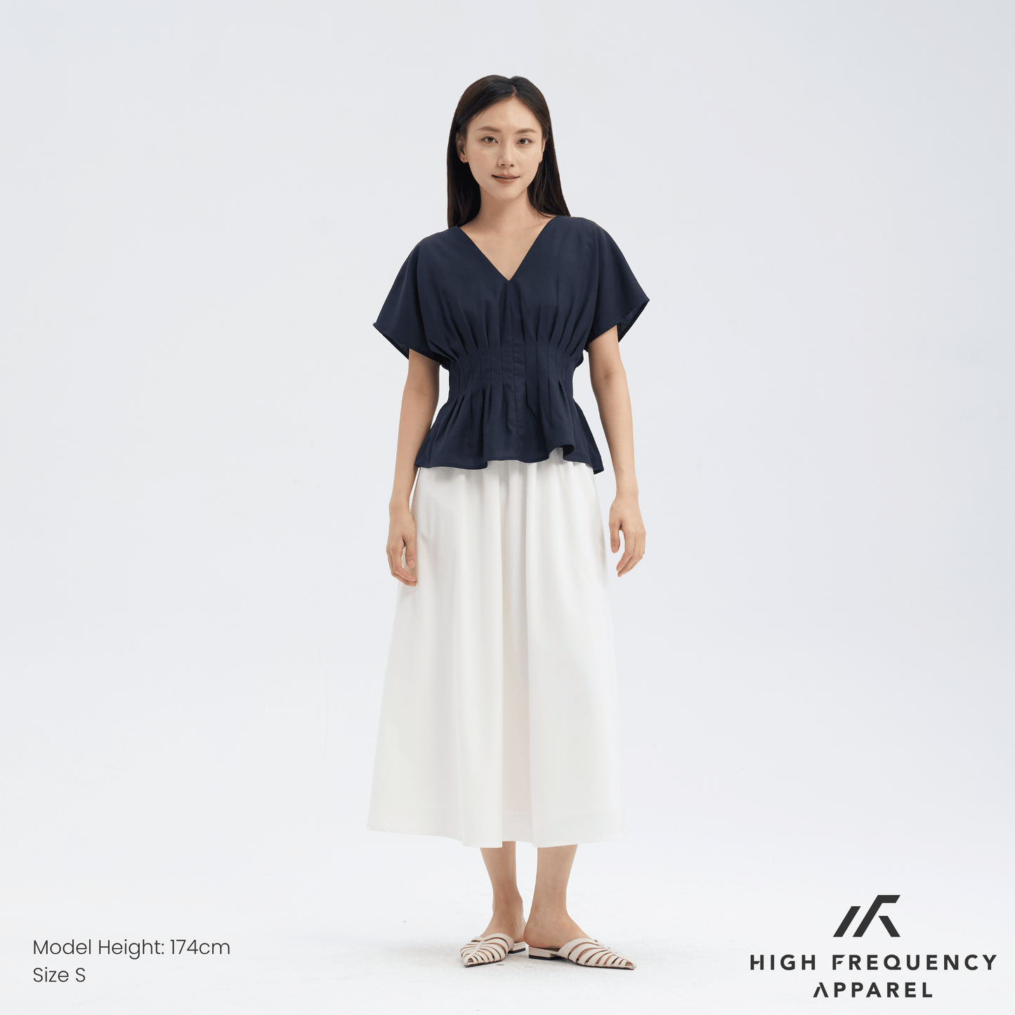 v-neck pintuck sleeved blouse