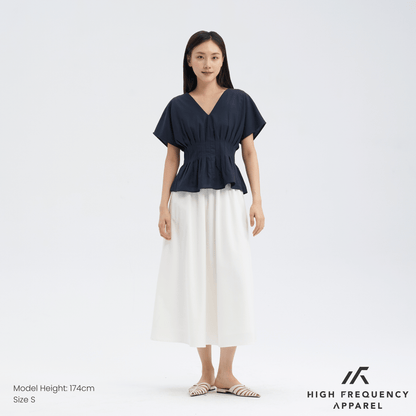 V-Neck Pintuck Sleeved Blouse