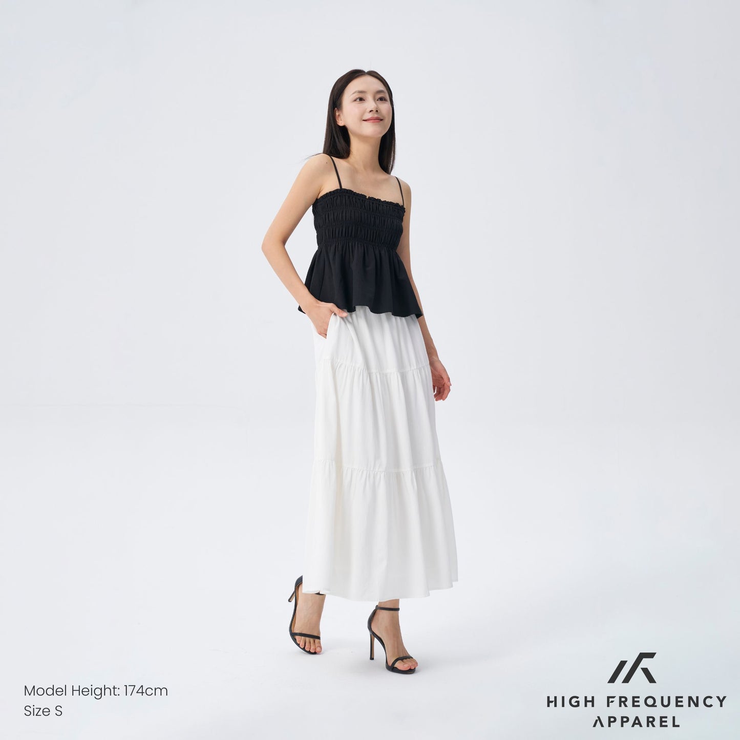 hfa women’s smocked 3-tiered spaghetti top