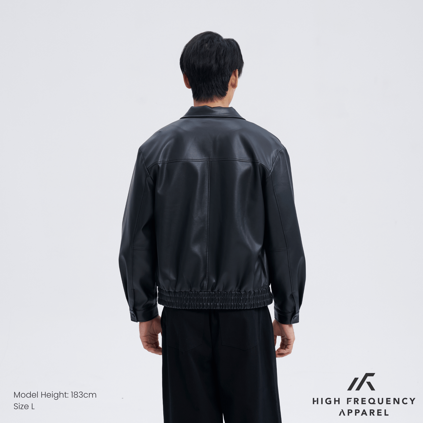 classic pu leather zip-up jacket