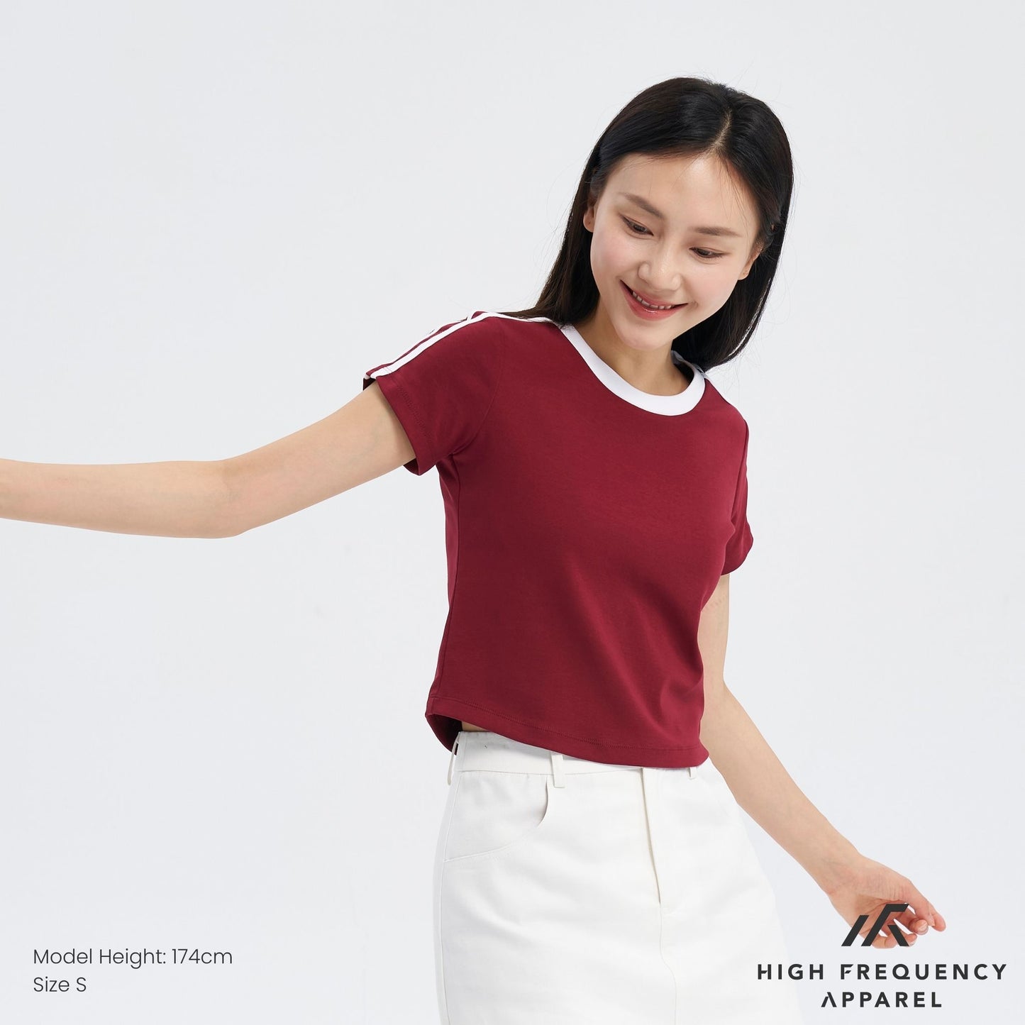 striped curved hem baby tee