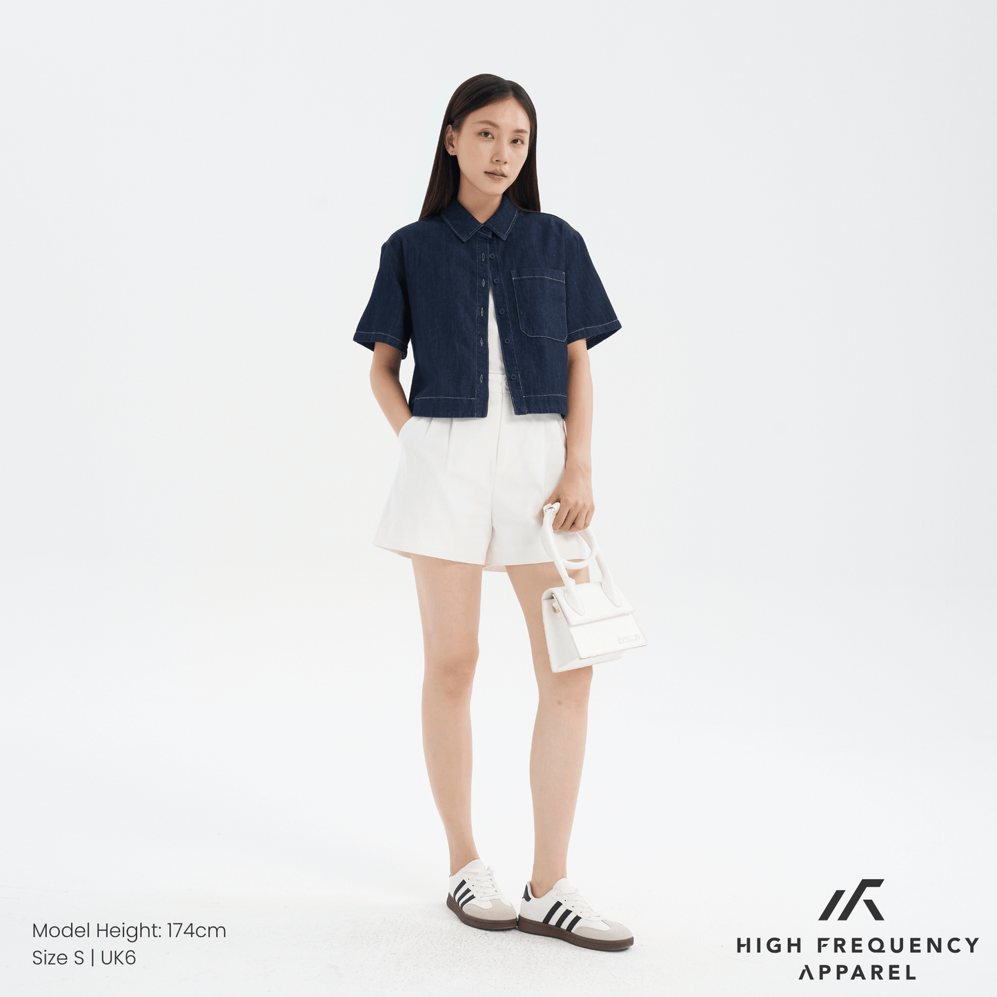 women's cropped denim shirt