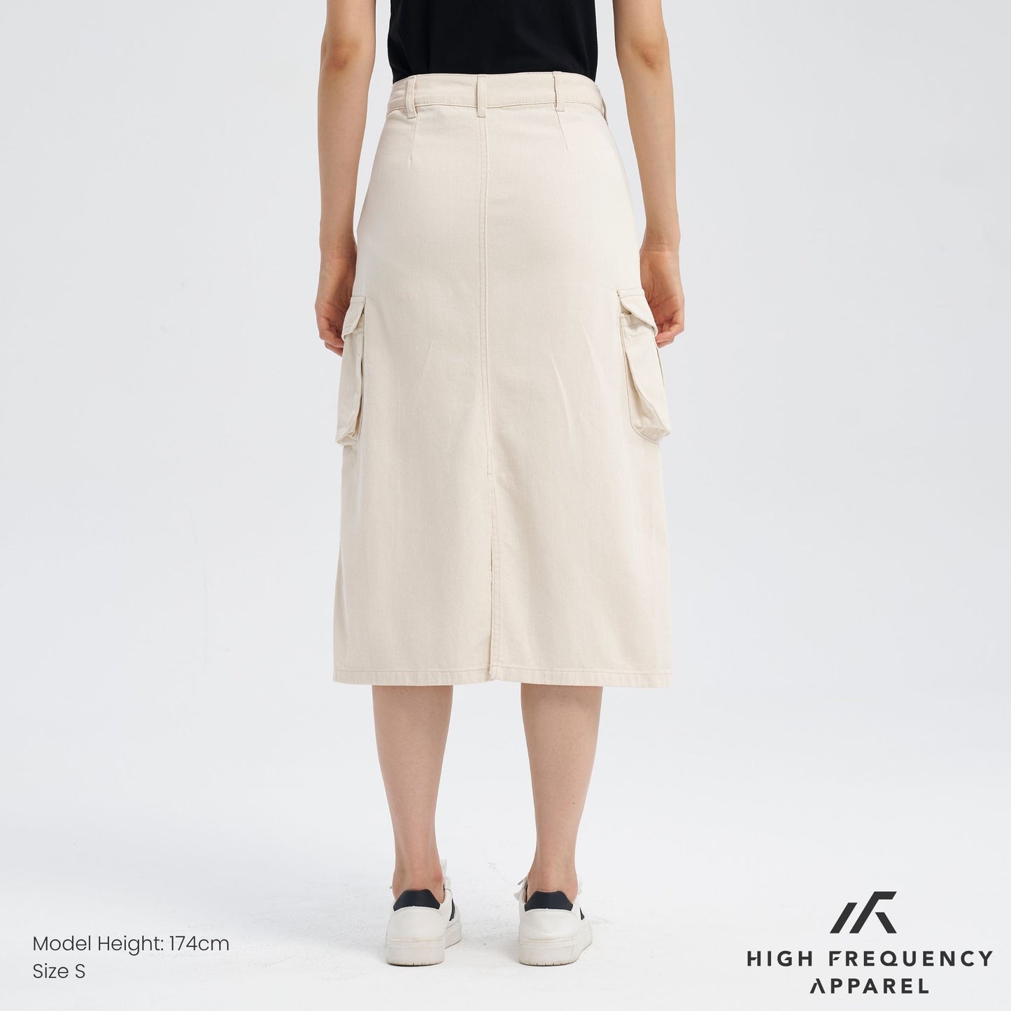 midi denim cargo skirt