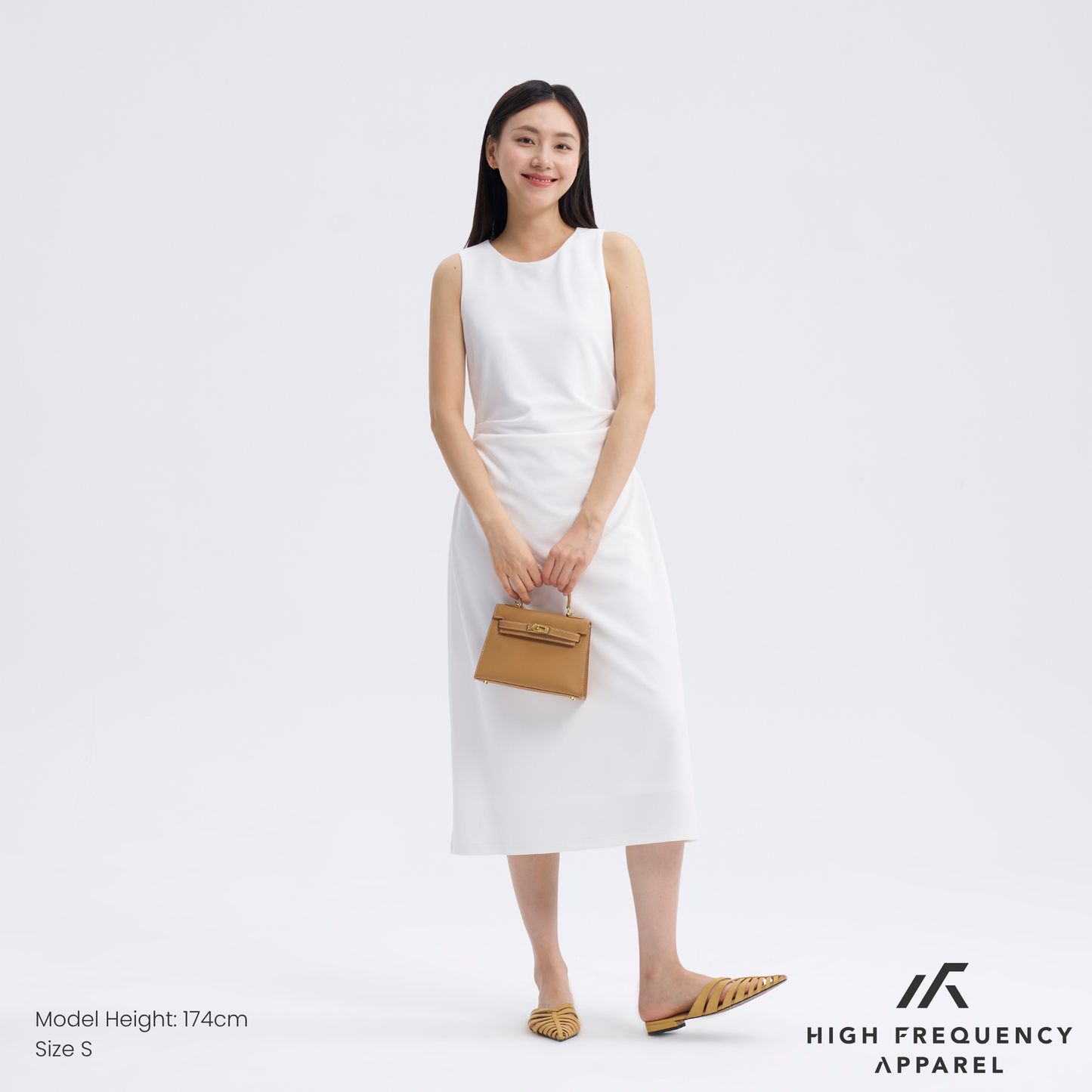 women's sleeveless maxi ruched dress