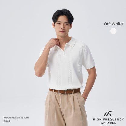 HFA Men’s Cable Knitted Button Polo