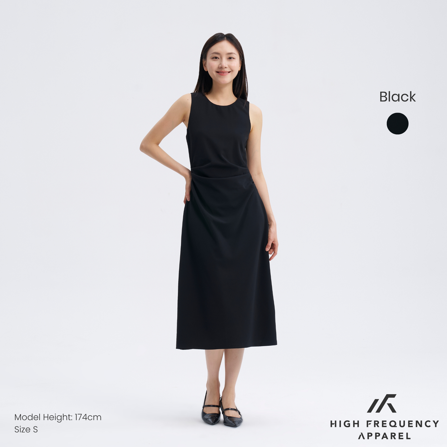 women's sleeveless maxi ruched dress