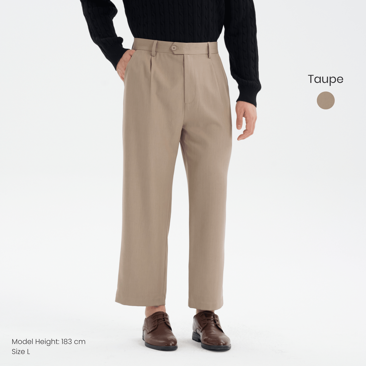 men’s single pleated creasefree work trousers