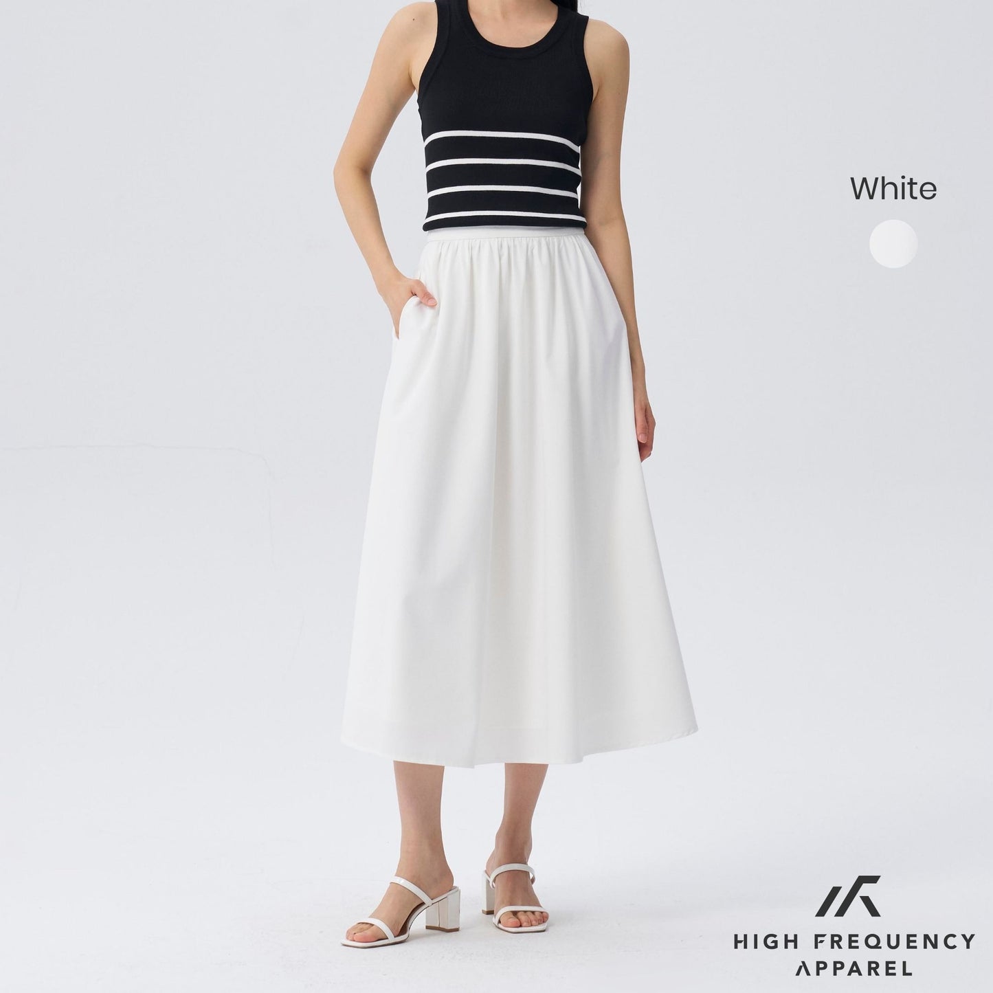 hfa women’s midaxi drape skirt with elasticated waist and back zipper