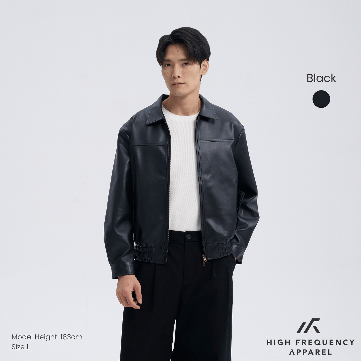classic pu leather zip-up jacket