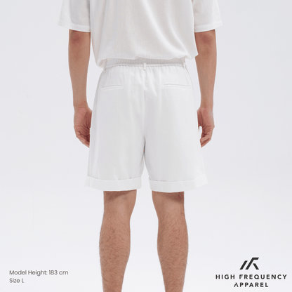 Double Pleated Waistband Shorts with Cuffed Hem