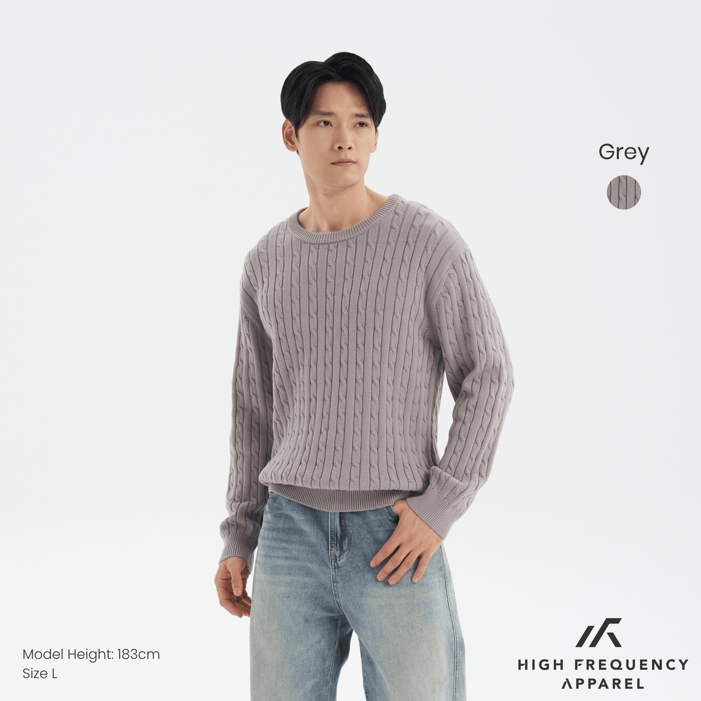men’s cable knit long sleeve pullover