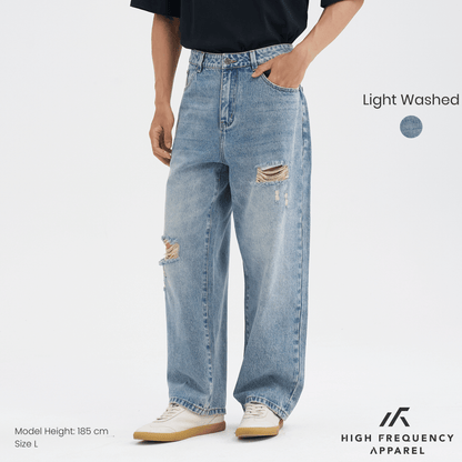 Straight Cut Distressed Jeans