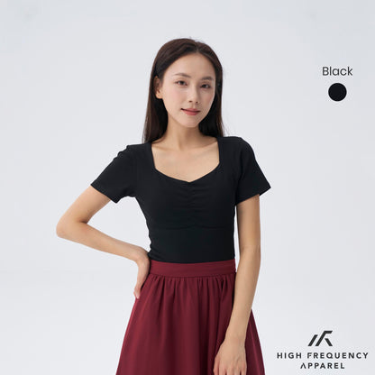 HFA Women’s Soft Stretch Diamond Neck Ruched Padded Tee