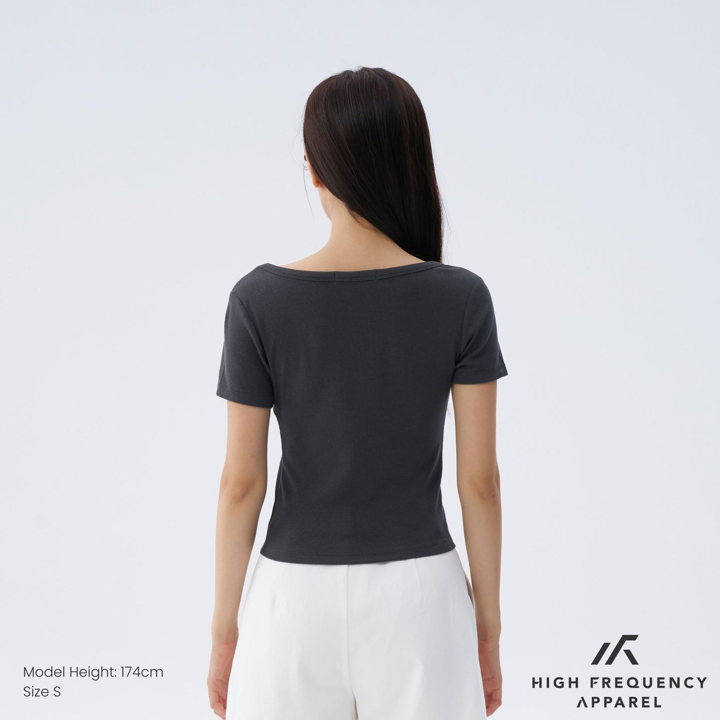 hfa women’s v-neck short sleeve ribbed tee – stretch fit essentials